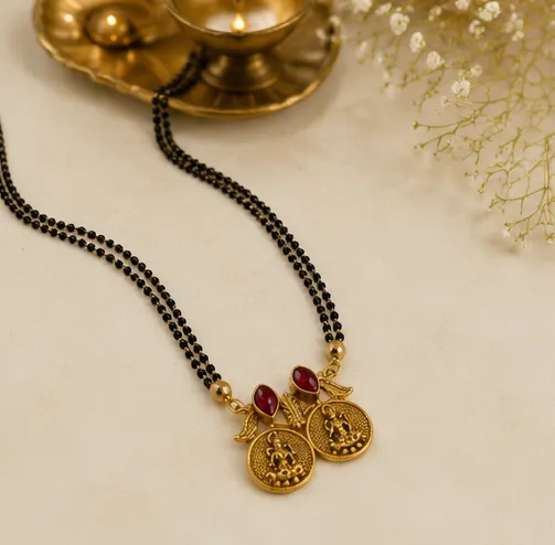 Shradha Antique Laxmi Coin Mangalsutra Set